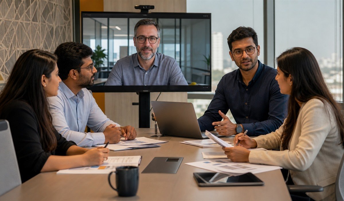 U.S. and India accounting teams connected through cloud workflows
